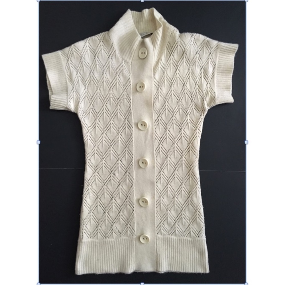 Trina Turk Wool Cashmere Short Sleeve Sweater